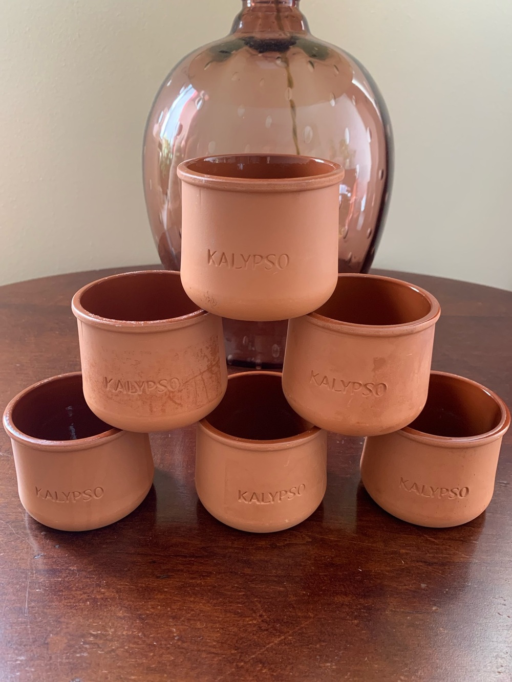 Set of 6 Cermer Kalypso Terra Cotta Ceramic Glazed Mini Pots